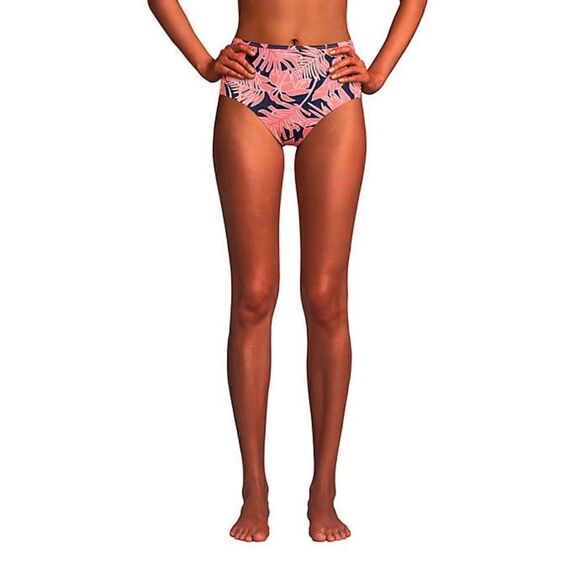 Land’s End Reversible high waist bikini bottom Navy Wood Lily Palm mix V… - Picture 4 of 6